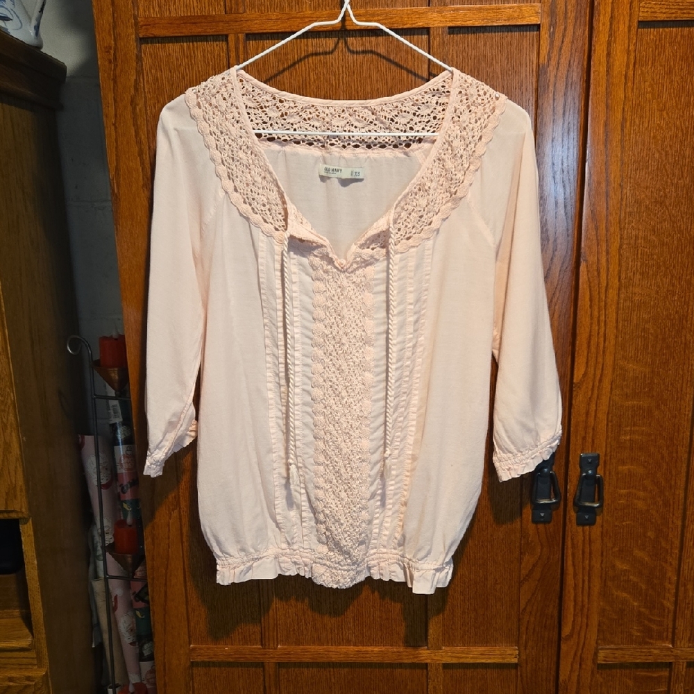Size Xsmall Pink Crocheted Blouse By Old Navy